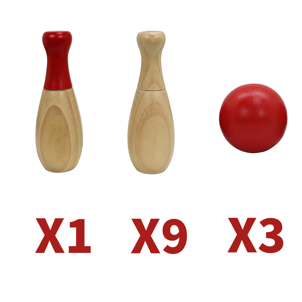 Backyard Lawn Bowling Game  Family Fun for Kids and Adults 10 Wooden Pins, 2 Balls