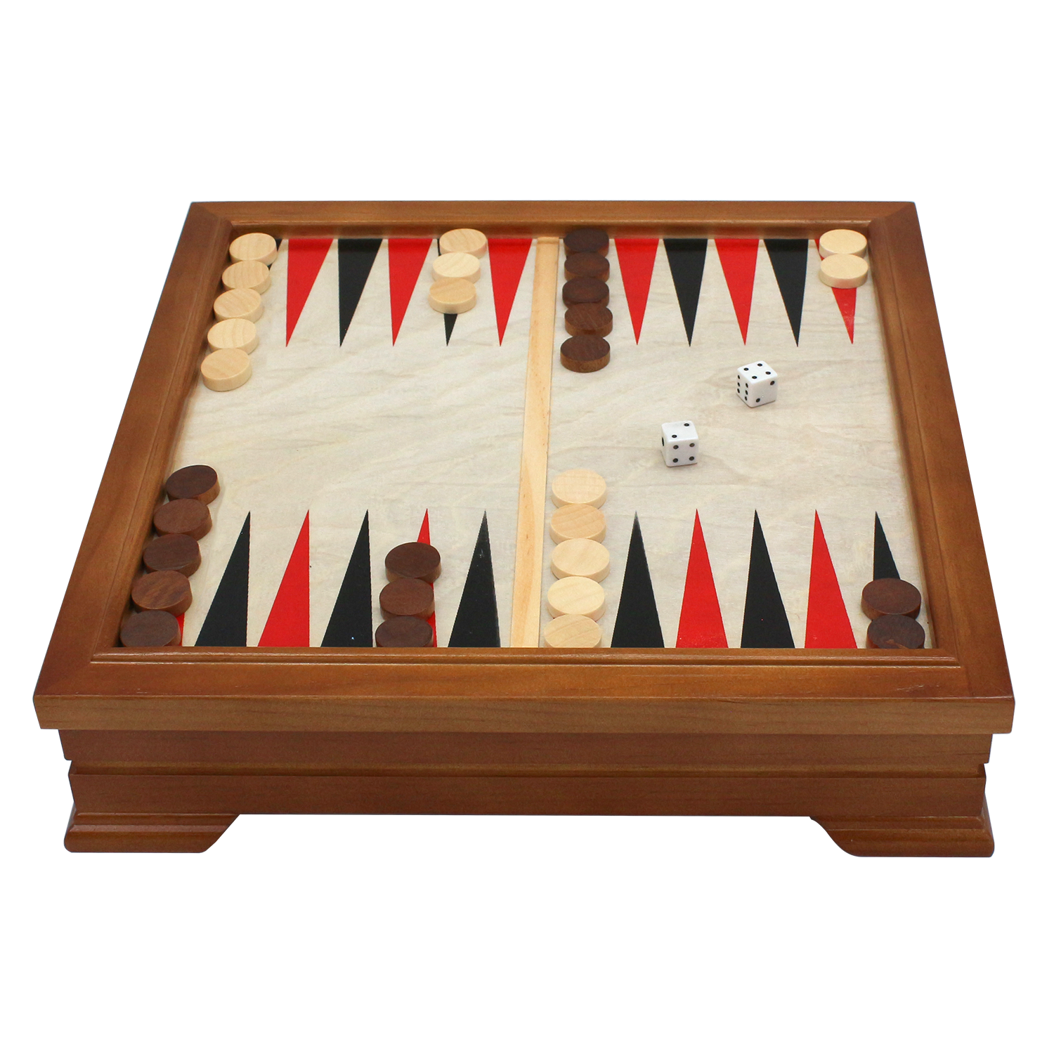 Wooden 7-in-1 Chess, Checkers, Backgammon, Dominoes, Cribbage Board, Playing Card & Poker Dice Game Combo Set