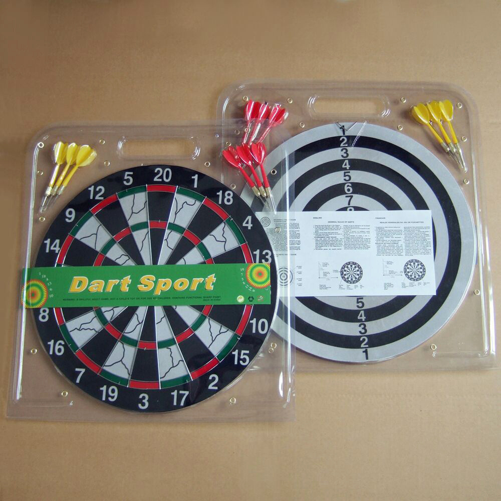 Double Sides Dart Board Set Paper Flocking 12inch 15inch 17inch Classic Style Dartboard with 6pcs Darts for Indoor party game