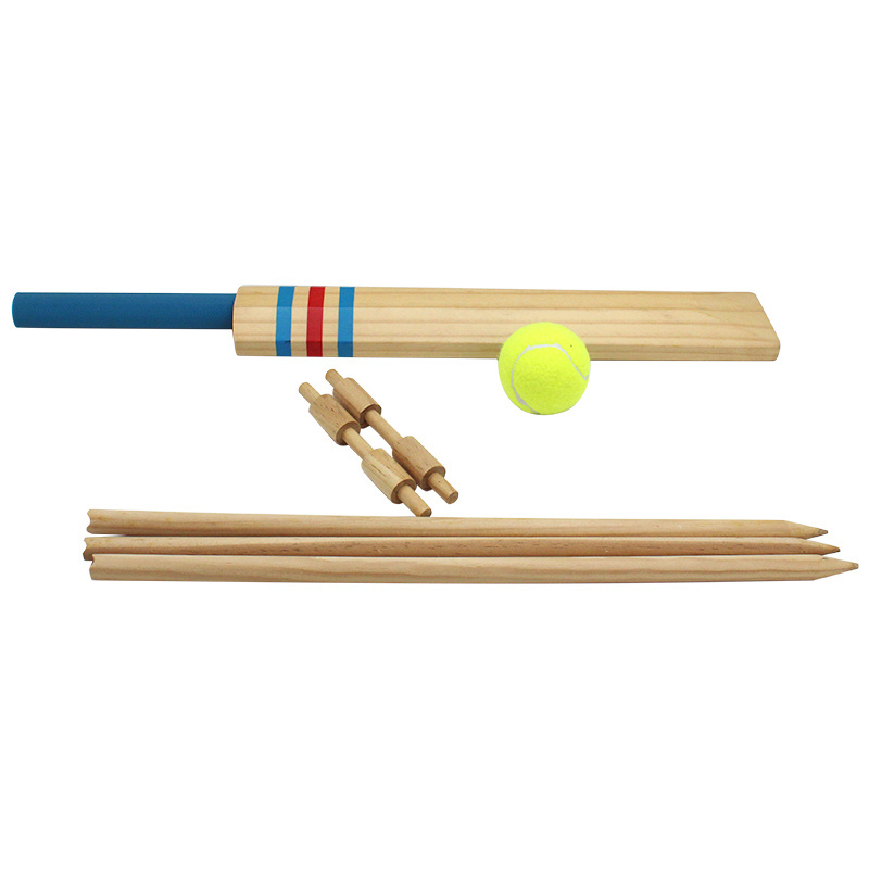 Cricket Set Includes Wooden Cricket Bat Tennis Ball Stumps With Bag