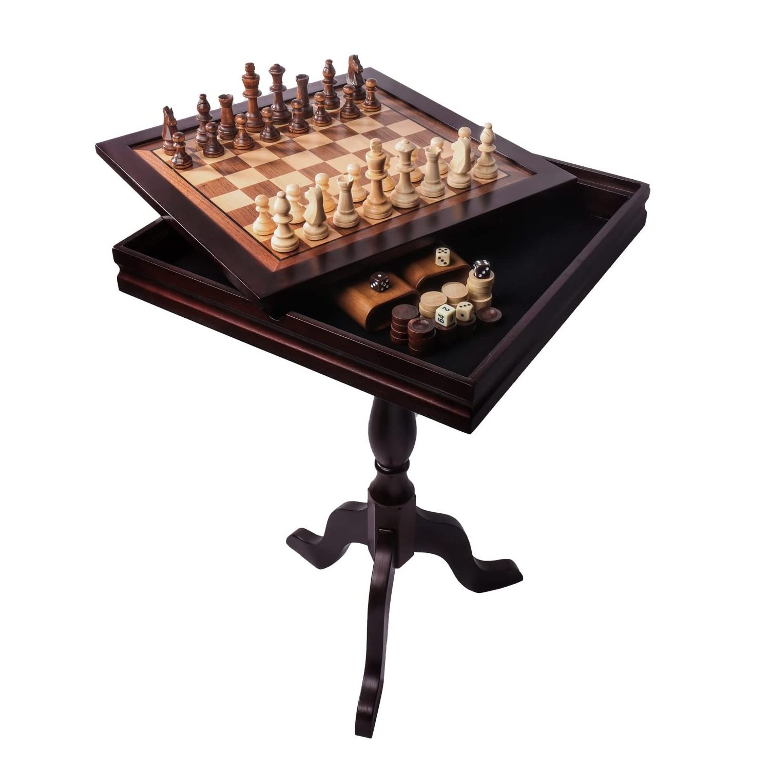 Customizable Factory Direct Indoor Outdoor Chess and Backgammon Checkers Table With Foldable Chess Board