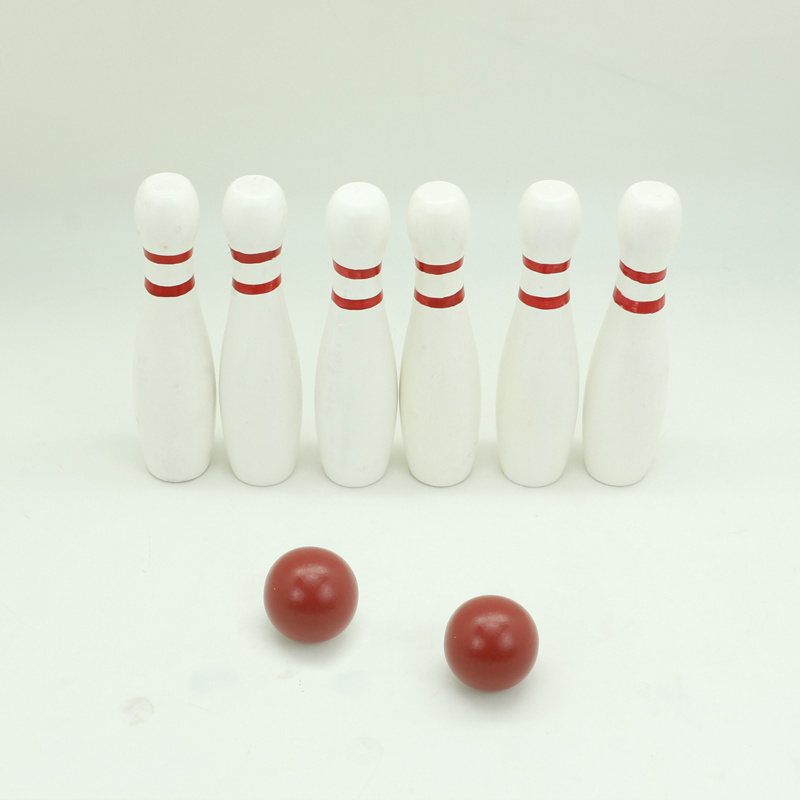 Wood Bowling Game for Adult, 2 Sets, Each Set Includes 10 Pins and 2 Balls, Durable Plastic Indoor