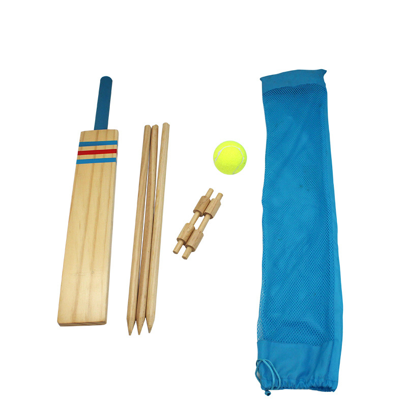 Cricket Set Includes Wooden Cricket Bat Tennis Ball Stumps With Bag