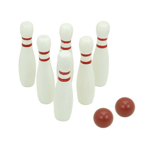 Wood Bowling Game for Adult, 2 Sets, Each Set Includes 10 Pins and 2 Balls, Durable Plastic Indoor