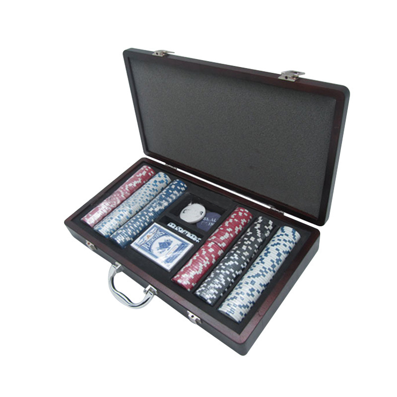 Poker Chip Set for Texas Holder Blackjack Gambling with Carrying wood Case Cards Buttons Dice Casino Chip by Trademark Poker