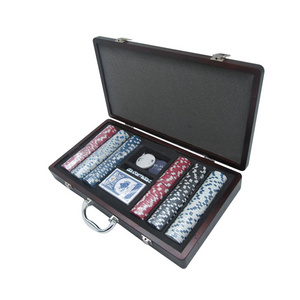 Poker Chip Set for Texas Holder Blackjack Gambling with Carrying wood Case Cards Buttons Dice Casino Chip by Trademark Poker