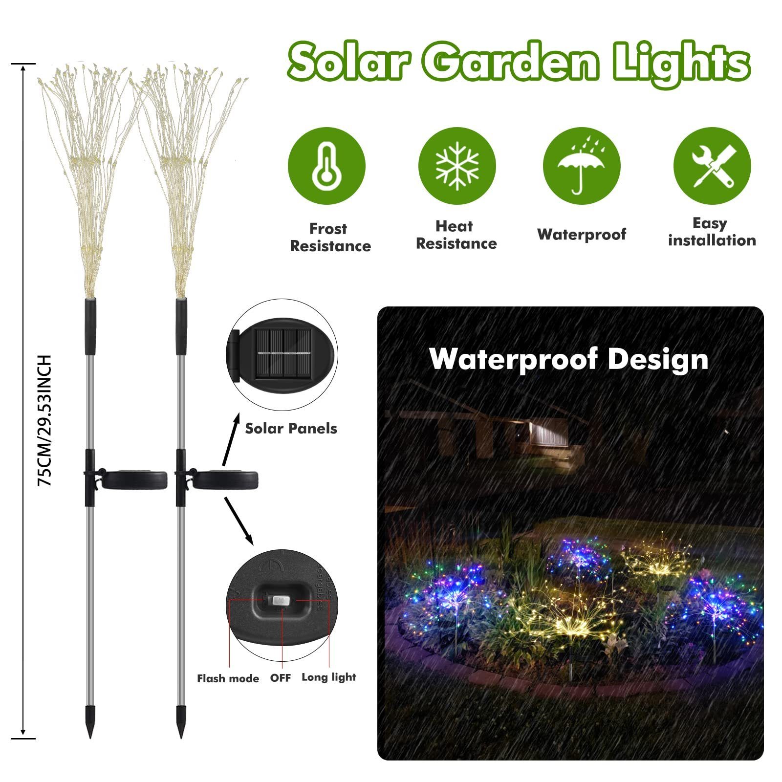 String Fairy Light Outdoor Solar Firework Light Waterproof Flash Light For Lawn Garden Patio Christmas Holiday Decoration