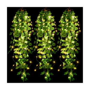 30 LED Strings Artificial Hanging Plants 3.3 ft Fake Ivy Vine Leaves Hanging Garland Battery Operated Fairy String Lights