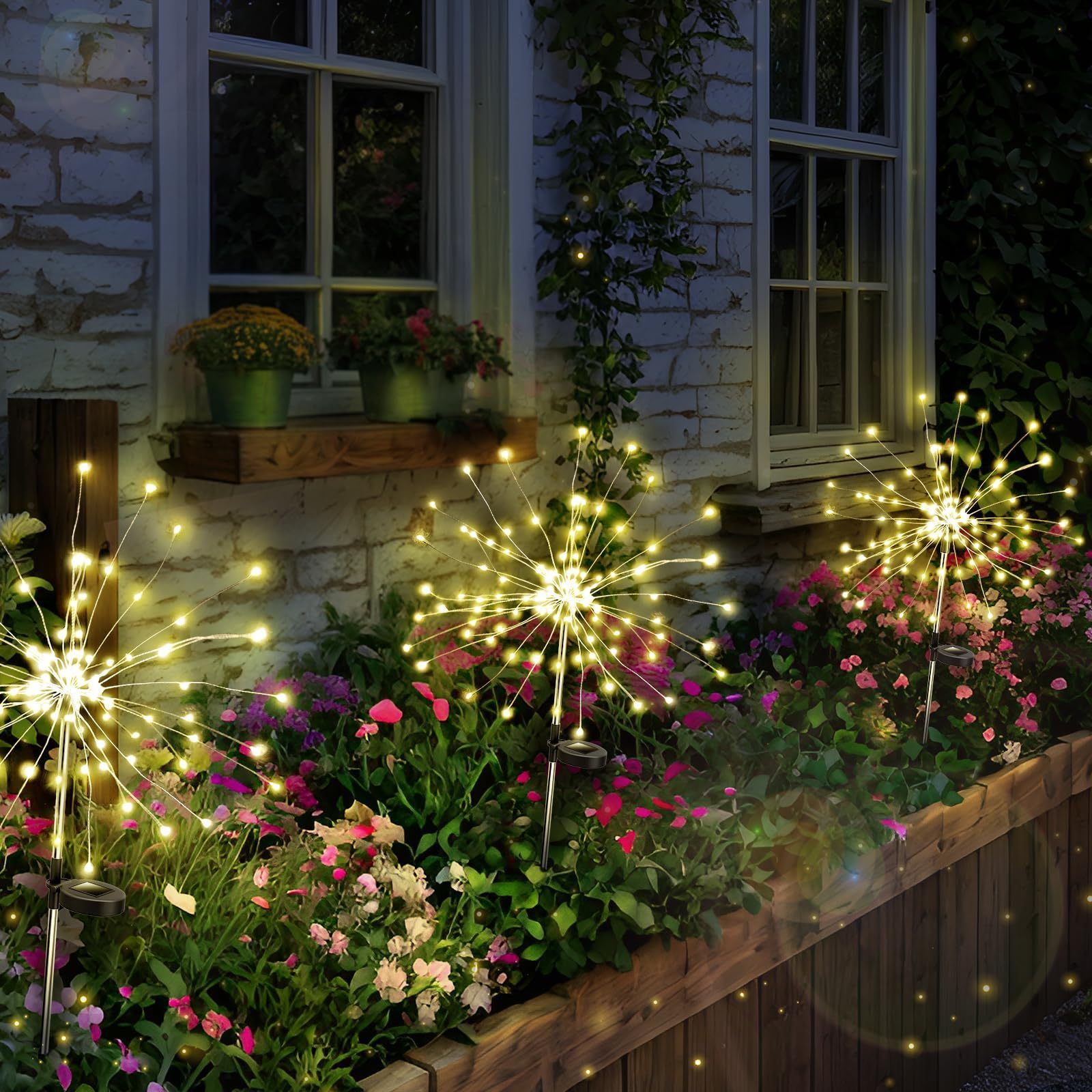 Starburst Firecracker Sparkler Firework Patio Garden Solar Lights Outdoor Waterproof Firework Fairy Lights for Yard Decorative