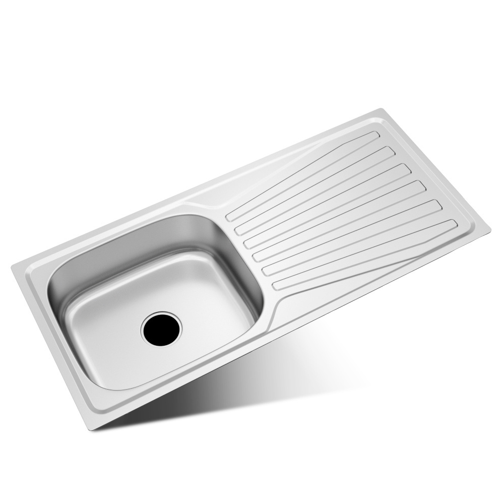 Undermount Commercial Kitchen Sinks Stainless Steel with Drainboard Graphic Design Modern Kitchen Sink Splash Guard 3 Holes