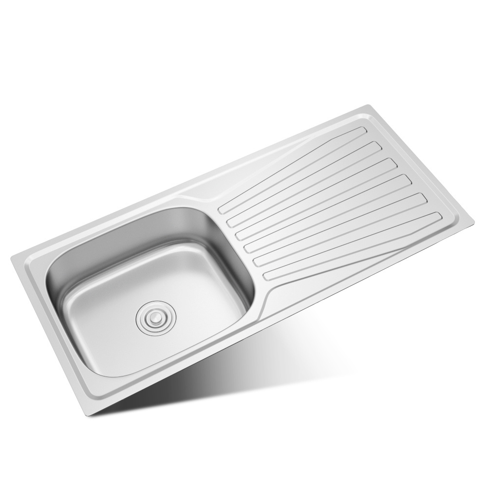 Undermount Commercial Kitchen Sinks Stainless Steel with Drainboard Graphic Design Modern Kitchen Sink Splash Guard 3 Holes