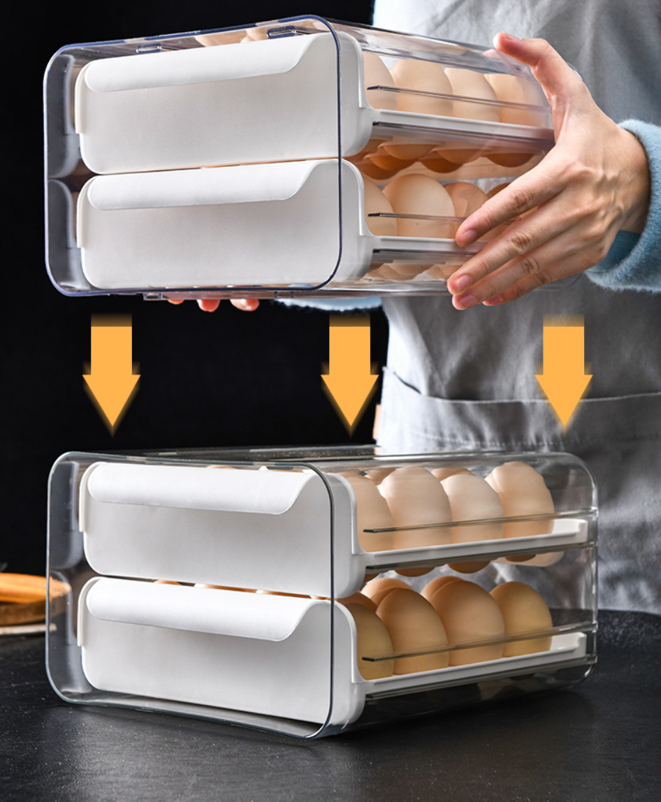 Wholesale Modern Transparent Egg Grid Storage Food Pantry Stackable Organizer With Lid Pet