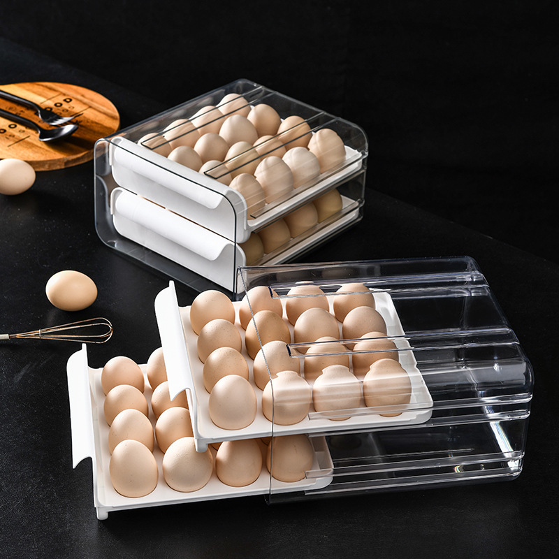 Wholesale Modern Transparent Egg Grid Storage Food Pantry Stackable Organizer With Lid Pet