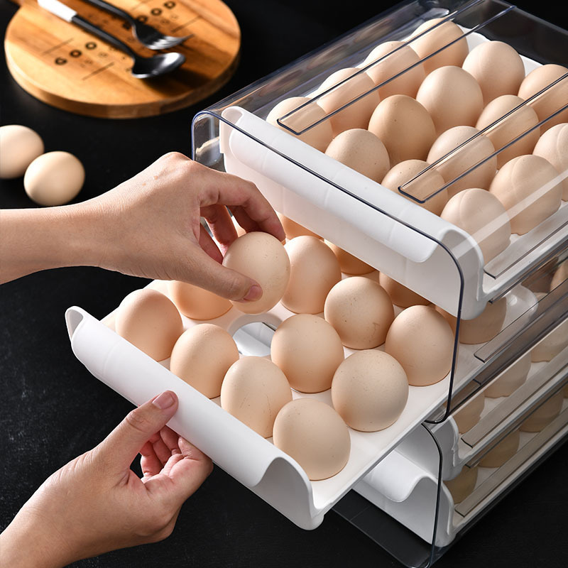 Wholesale Modern Transparent Egg Grid Storage Food Pantry Stackable Organizer With Lid Pet