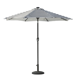 Hot Selling Item Outdoor Garden Sunshade Waterproof Square Garden Umbrella solar LED Striped parasol