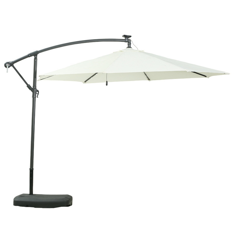 Solar Powered LED Patio Umbrella Square Offset Umbrella 360Rotation for Market Garden Deck Pool Backyard