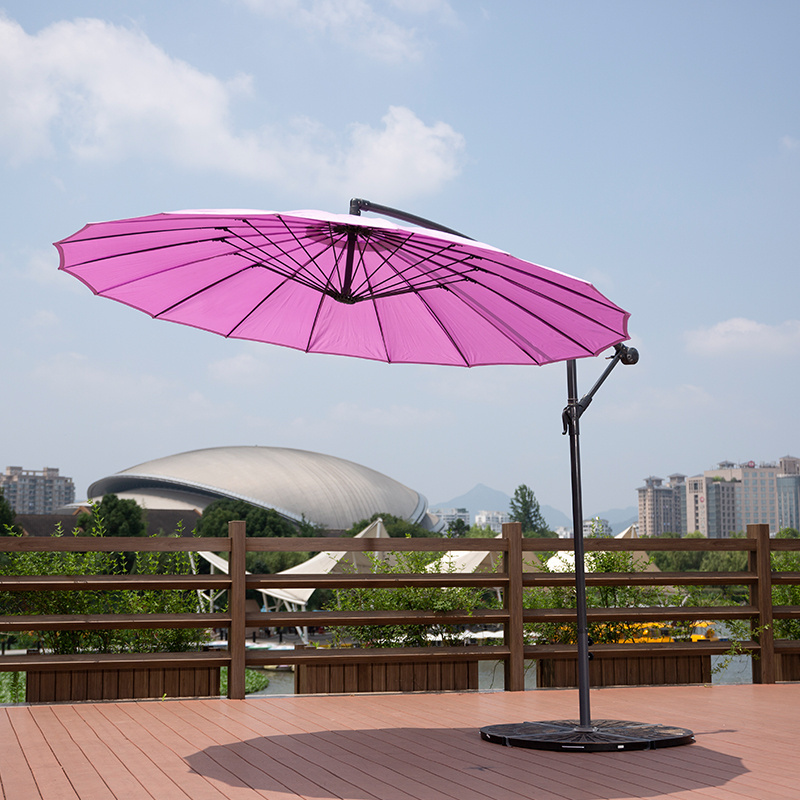 Outdoor furniture parasol wholesale pool umbrella with fiber glass rib special banana hanging umbrella