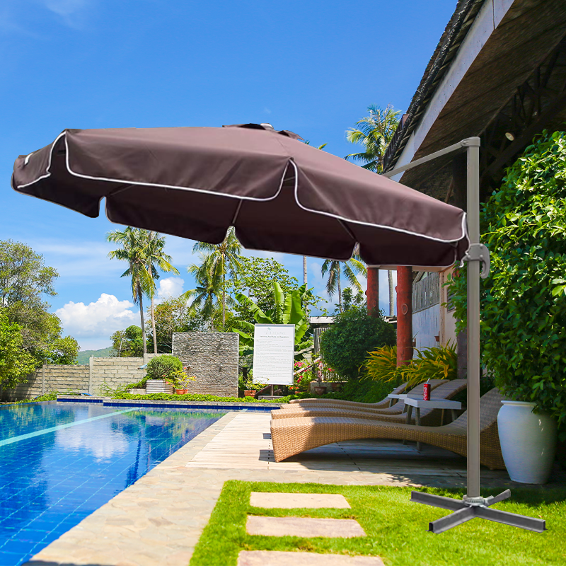 Garden Sunshade Beach Aluminum Frame Outdoor  Patio Umbrella parasol ruffle brown umbrella