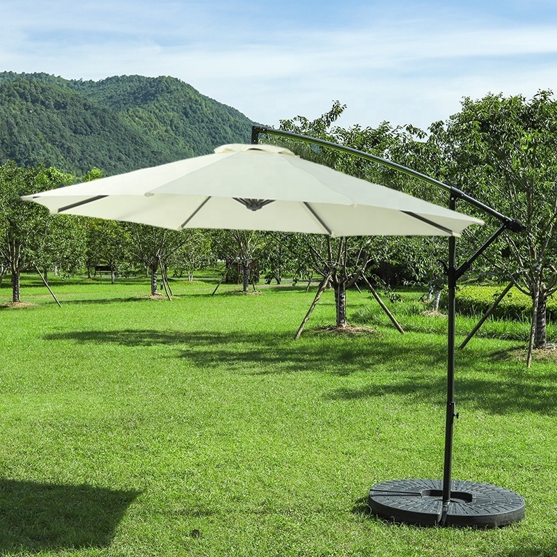 10ft outdoor furniture parasol sunshade garden patio umbrella hanging cantilever umbrella with 360 degree rotation