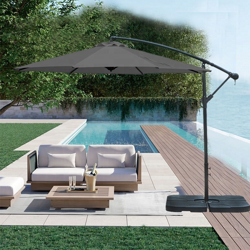 sonnenschirm 10ft Outdoor macrame Umbrellas Banana Hanging Umbrella Garden Parasol for Backyard solar power