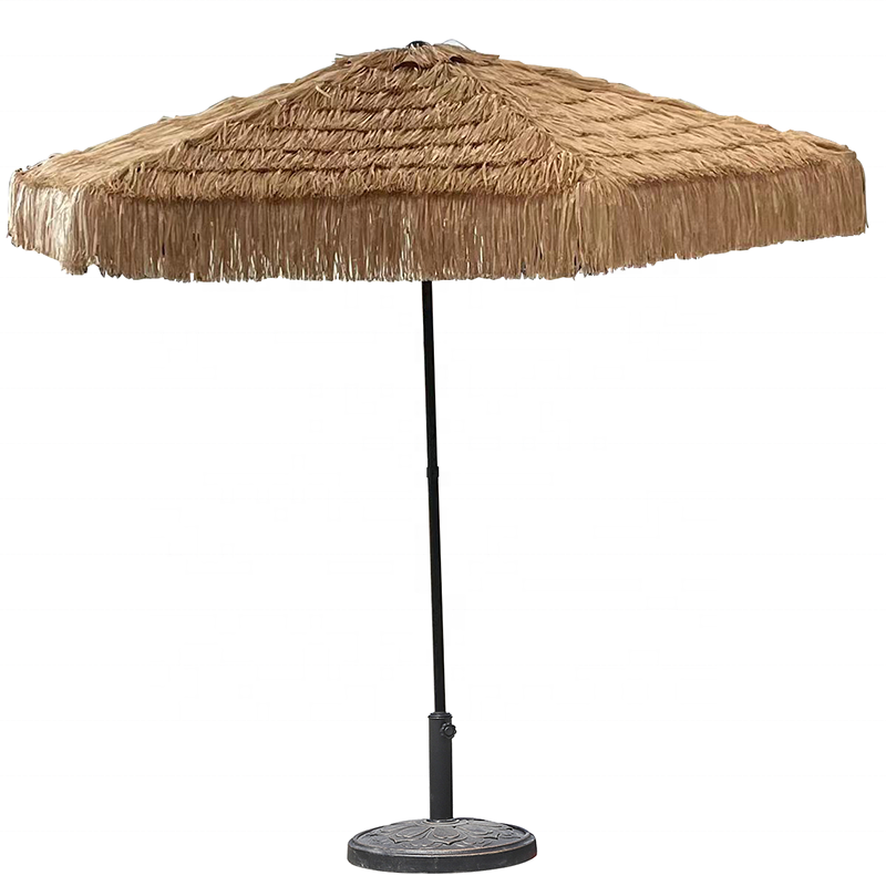 Outdoor simulation straw umbrella scenic area large sun patio cafe thatched parasol macrame umbrella