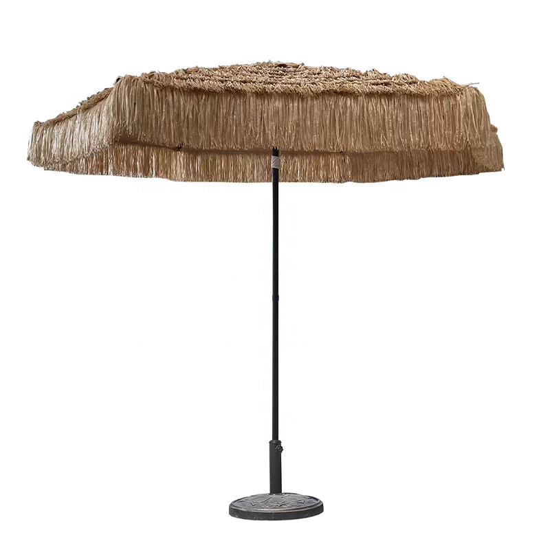 Outdoor simulation straw umbrella scenic area large sun patio cafe thatched parasol macrame umbrella