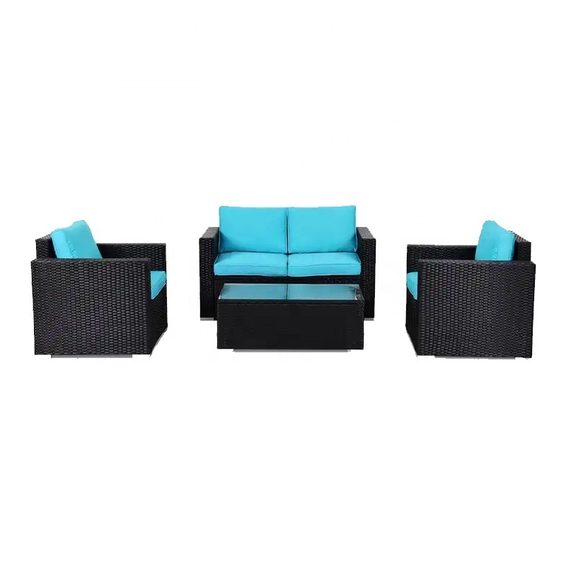 Plastic Rattan Patio Furniture Set Garden Sofa Outdoor Backyard Furniture Sectional  Setting Stock