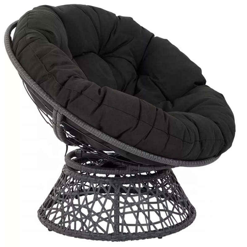 Outdoor Patio Balcony Wicker Rattan PE Outdoor Swing Rocking Papasan Chair with cushion