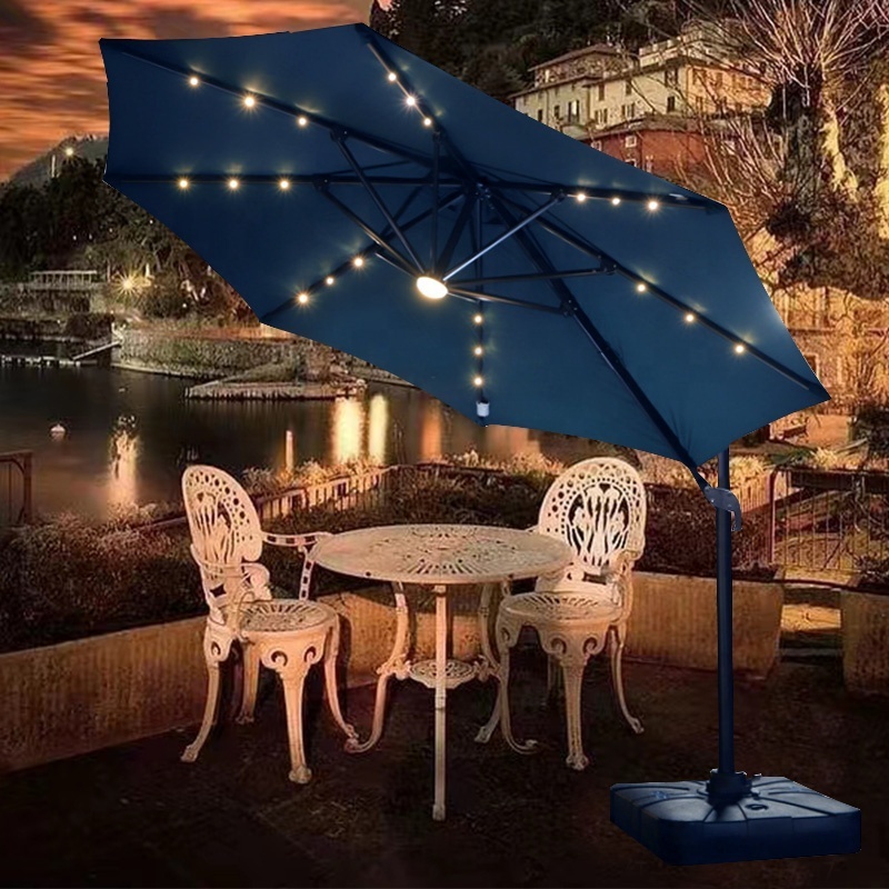 L 2024 New Arrival Solar Power LED light Umbrella Patio Beach Cafe Cafe Large Umbrella Cover Parasoles De Jardin