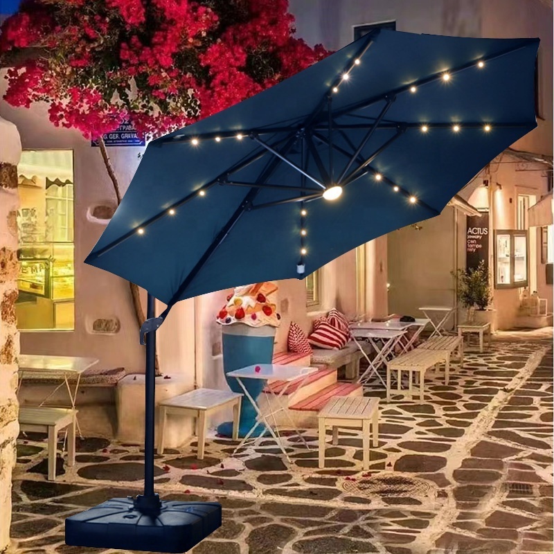 L 2024 New Arrival Solar Power LED light Umbrella Patio Beach Cafe Cafe Large Umbrella Cover Parasoles De Jardin