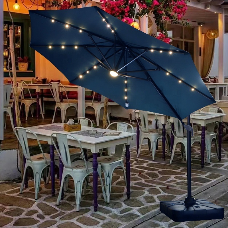 L 2024 New Arrival Solar Power LED light Umbrella Patio Beach Cafe Cafe Large Umbrella Cover Parasoles De Jardin