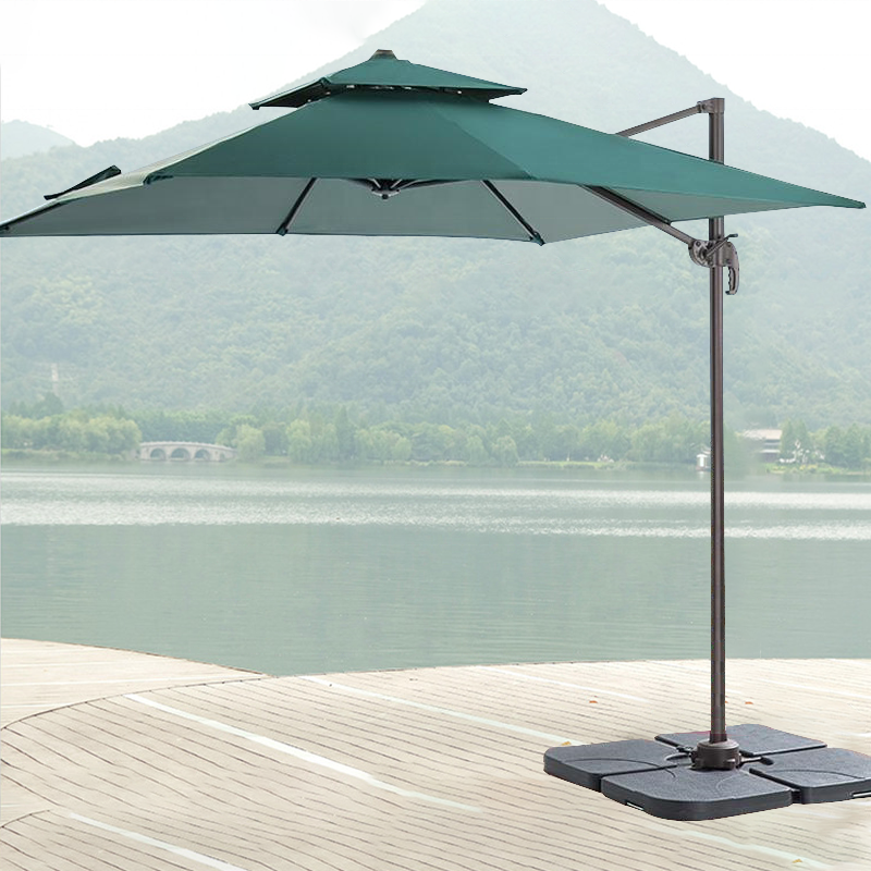 X garden parasol big large 3m green umbrella with wheels Rectangle Cantilever Umbrella