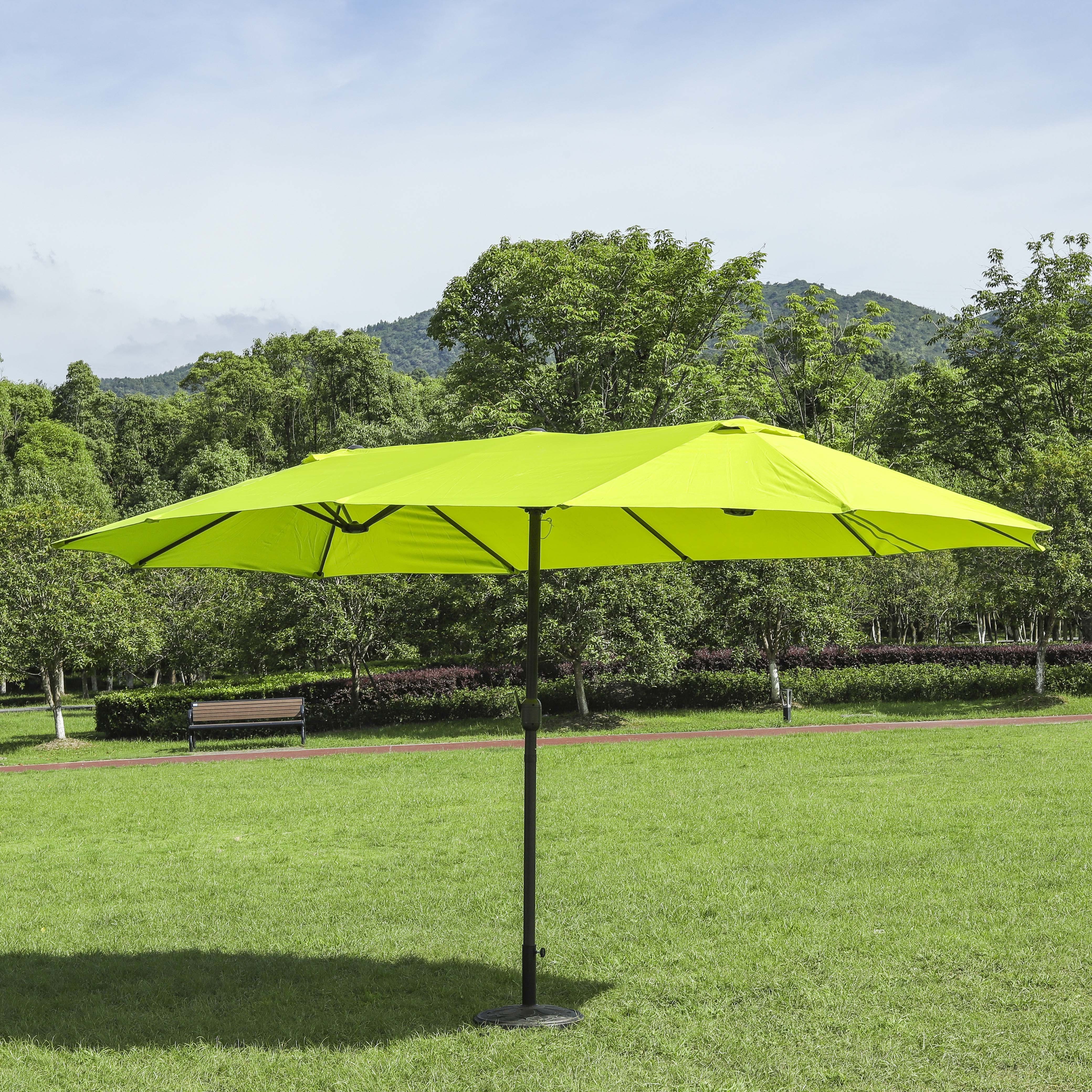 L Hot Sale Steel Parasol Pool Twin Umbrella  Big Size Double Sided Umbrella Outdoor Restaurant Table Umbrella