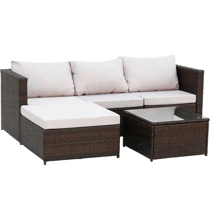 Balcony Patio Hotel Teak Rattan Wicker Garden Sectional Outdoor Sofa Set Backyard Furniture Setting