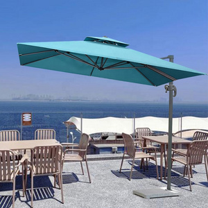 L Outdoor Aluminium Roma Umbrella 3*3M Double Layer Sun Parasol Hanging Waterproof Cantilever Garden Restaurant Patio