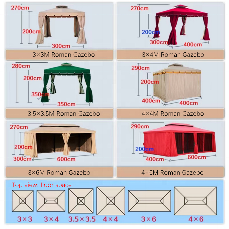 Waterproof Canopy Tent Outdoor Motorized Switch Frame Sail Surface Fabric Roof Roman gazebo