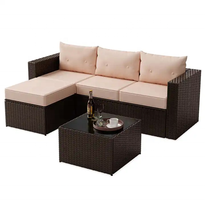 Outdoor Patio Resin Rattan Set Garden Backyard Furniture Outdoor Setting Sofa Table