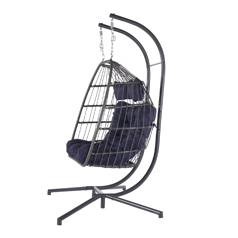 Patio Wicker Egg Chair silla colgante Hanging Chair with Stand and Cushion Waterproof