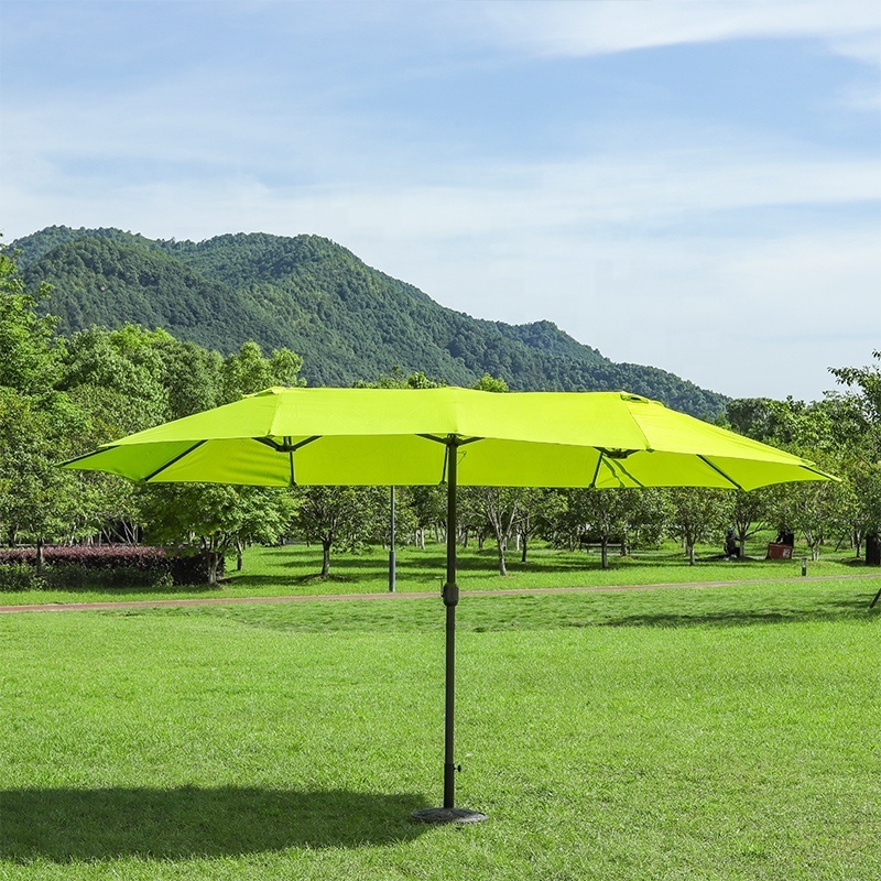 L Hot Sale Steel Parasol Pool Twin Umbrella  Big Size Double Sided Umbrella Outdoor Restaurant Table Umbrella