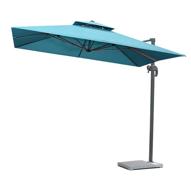 L Outdoor Aluminium Roma Umbrella 3*3M Double Layer Sun Parasol Hanging Waterproof Cantilever Garden Restaurant Patio