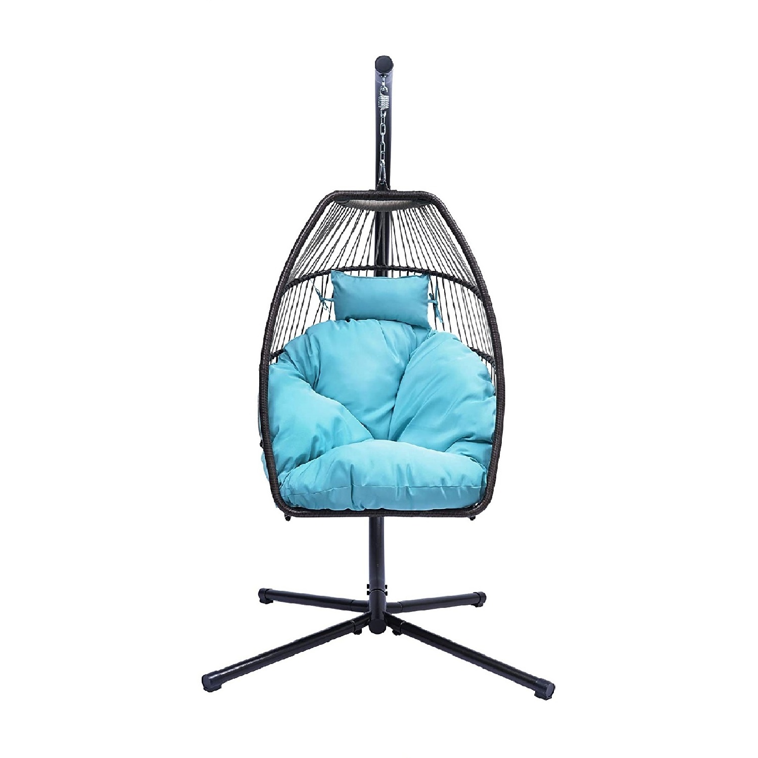 Patio Hanging Egg with Stand Basket Swinging Chair,Porch Chaise Lounge Chair Rattan Wicker Hammock Chair