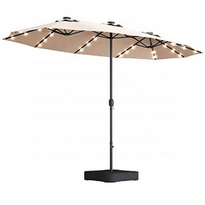 15 Ft Solar LED Patio Double-Sided Umbrella