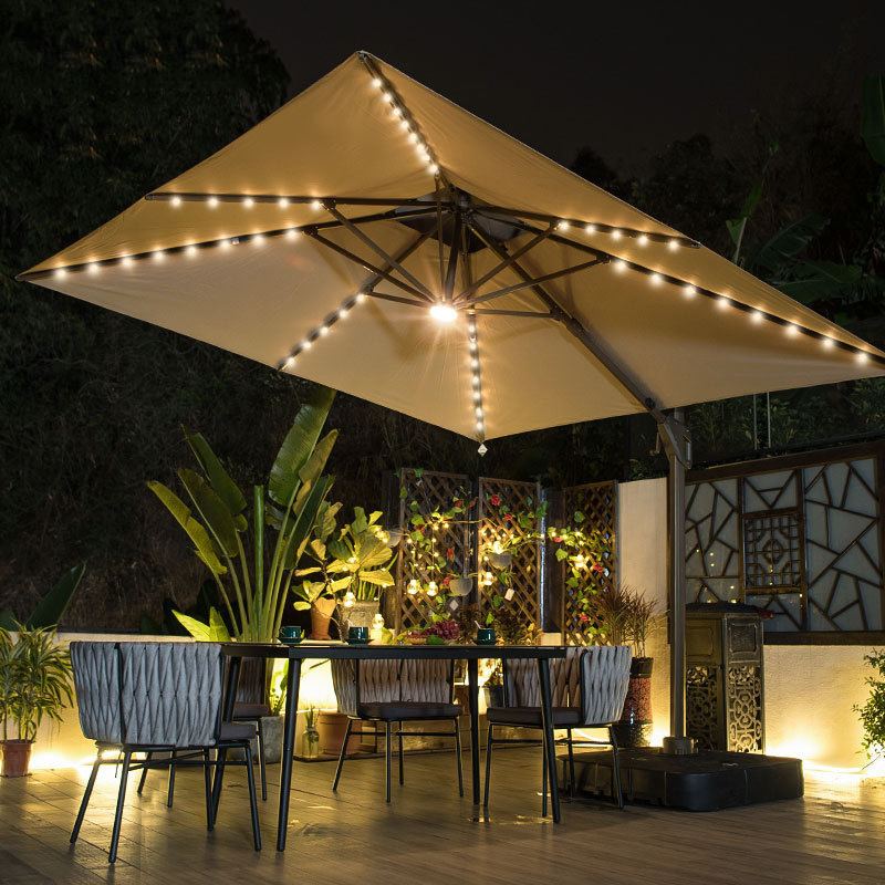 Terrace house cost effective patio lamp bead outdoor umbrella with solar panel light