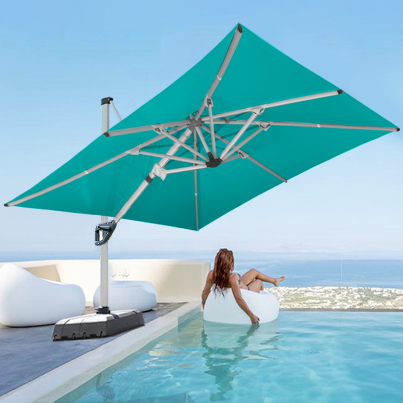 Outdoor leisure goods garden aluminium Pearl white heavy duty parasol rectangle cantilever Roman patio umbrellas