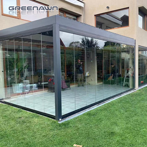 Professional Waterproof Windproof Glass Doors System Pergola Bioclimatique Outdoor Gazebo