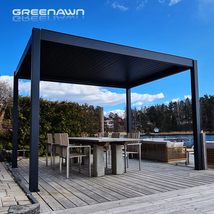 Professional Waterproof Windproof Glass Doors System Pergola Bioclimatique Outdoor Gazebo