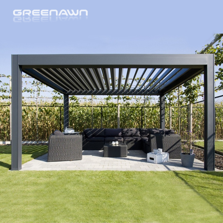 Professional Waterproof Windproof Glass Doors System Pergola Bioclimatique Outdoor Gazebo