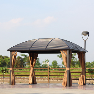 Aluminium Gazebo Outdoor Garden Gazebos Morden Solid Roof Party Galvanized Round Metal Roof Luxury Aluminium Hardtop