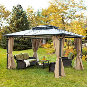 All weather 12x20 ft garden 3*4m double top aluminum pavilions outdoor clear roof gazebo