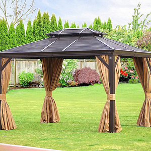 Factory direct sales wooden outdoor aluminium gazebo galvanized metal roof gazebo 3*3m luxury double hardtop outdoor gazebo